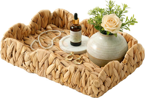 Wicker scalloped trays - wicker,