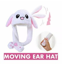 ANIMATED MOVING EARS PLUSH WHITE BUNNY ANIMAL HAT GIFT