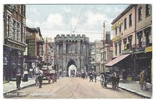 OLD POSTCARD 1906 - SOUTHAMPTON - ABOVE BAR HORSE CARRIAGES AND TRAM LINES
