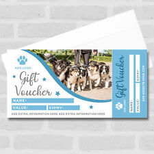 Dog Walking Pet Sitting Blue Any Details Perforated Business Gift Voucher