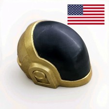 Mini Daft Punk Guy Manuel Helmet Prop Gold Display Handmade in USA 3d-Printed
