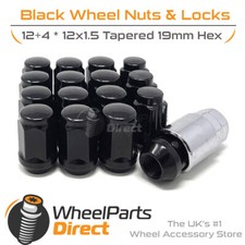 Wheel Nuts & Locks (12+4) Black for Toyota MR2 [Mk1] 84-89 on Aftermarket Wheels