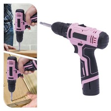 Pink Cordless Drill Set Electric Screwdriver Power Driver Kit for Women 26 Piece
