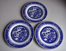 WASHINGTON POTTERY OLD WILLOW BLUE & WHITE DINNER PLATES X 3