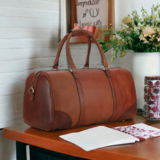 Vintage Genuine Leather travel Luggage weekend Overnight gym Sports Duffle Bag