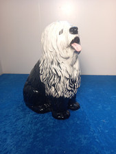 Large Beswick Fireside Dog Old English Sheepdog Seated. White Black    2252