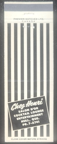 Matchcover hull quebec canada - matchcover,