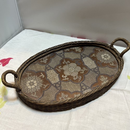 Vintage rattan wicker serving - vintage,