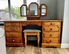 Pine Dressing Table with Stool