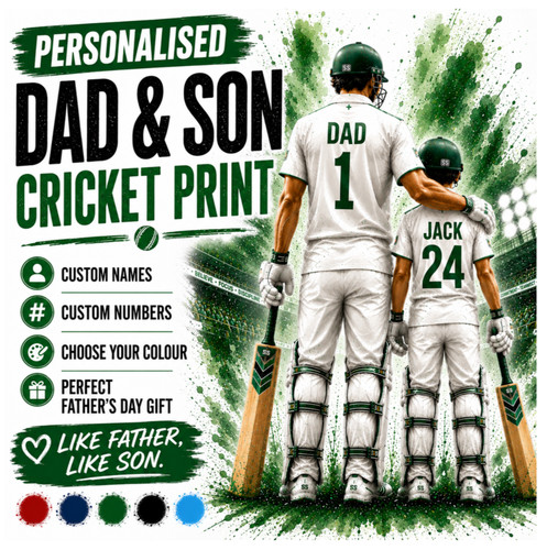 Personalised dad son cricket - personalised,