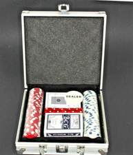 Poker Set 100pc Professional Chips 2 Card Decks 5 Dice Texas Hold'em + Case