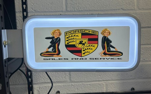 Porsche garage light sign - garage,