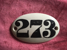 Antique Ceramic House / door Number White Oval Topiary Design - No 273