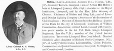 Lieut-Colonel Arthur Hill Holme of Gambier Terrace Liverpool Antique Print 1911