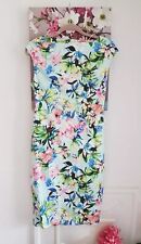 Zara Woman Mint Green & Pink Floral Midi Dress, Size UK Size M 10 New