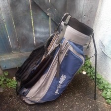 Ping Hoofer J Golf Stand bag original strap and cover blue/grey 