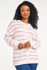 Ex Bonmarche Pink White Rib