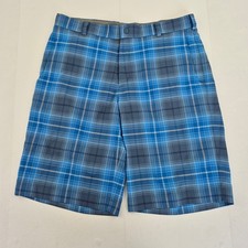 NIKE Golf Shorts 34 Blue Men's Polyester Check Casual Tour Performance 