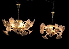 Murano Glass Pink Flower Bouquet Chandeliers By Franco Luce 1970s Two Available