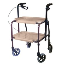 Height Adjustable Strolley Trolley with 2 Shelves, Brakes & Castor Wheels Steel