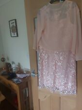 blush pink dress size 14 with clutch bag and fascinator 