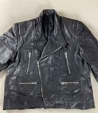 Vintage Leather Biker Jacket Motorcycle Jacket Black Size 42