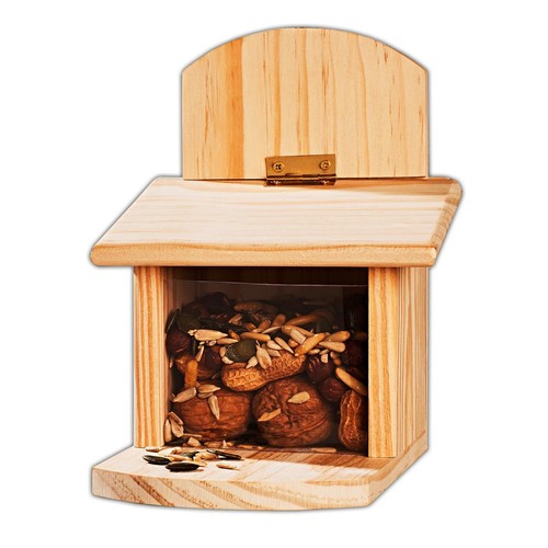 Squirrel feeder wooden - squirrel, feeding