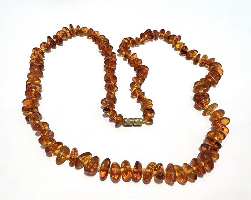 Vintage amber beads cognac - amber,