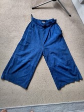Vintage 1980s Blue Suede Culottes Size 8