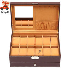 Mens Watch Box Case Organizer 12 Slots Watches Holder Jewelry Storage Display