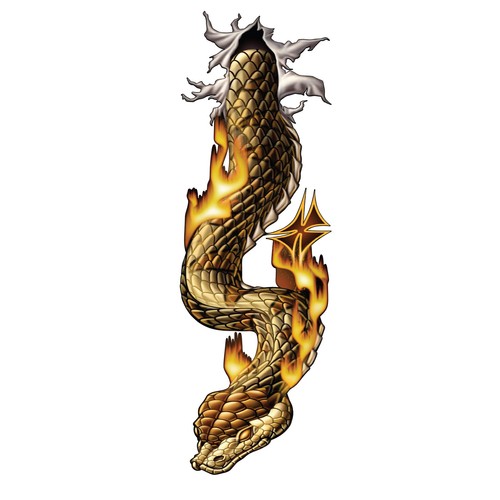 Sticker snake with flames - snake,