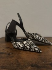 Zara Black White Sling Back