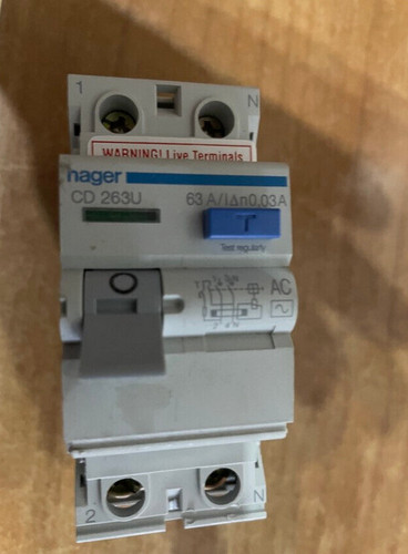 Hager 263u 63a rcd - 2, pole
