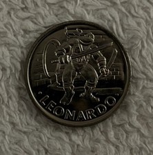 Leonardo Teenage Mutant Ninja Turtles silver coin / token - Mirage 1990s - VGC