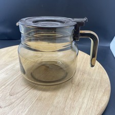 Drip Coffee Machine Jug - Vintage Glass Coffee Pot Brown Plastic Lid Arc