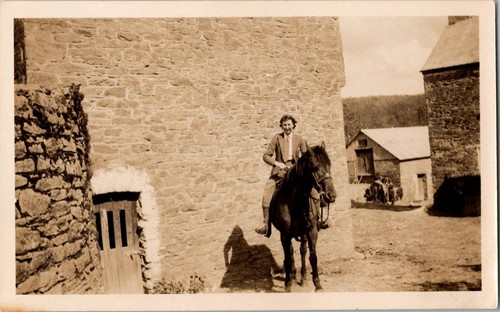 Old photo woman - on, horse