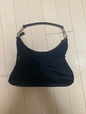 GUCCI Black Nylon Handbag with Leather Handles Vintage, No Logo, Excellent