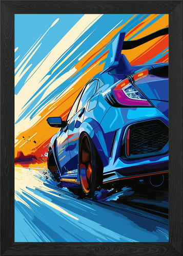 Blue honda civic type framed - blue,
