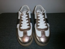 NEW - no box - TAMARIS - White/Gold/Animal Print - Ladies Trainers - Size  7 UK