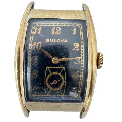 Vintage bulova black art deco - black,