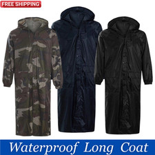 Adults Waterproof Long Raincoat Hooded Trench Jacket Outdoor Hiking Rain Coat