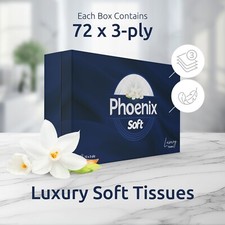 Phoenix Soft Luxury Facial Tissues - Gentle & Delicate, Bulk Buy (24 Boxes X 72
