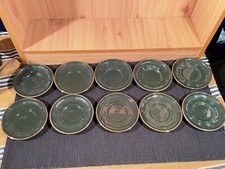 APILCO Porcelain Tableware, Green with Gold Banding - Various Sizes