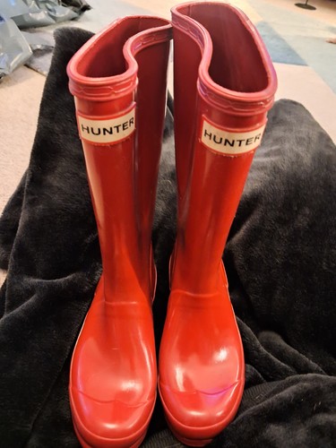 Hunter red gloss wellingtons - red,