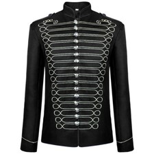 Military Parade Jacket Officer Drummer Marching Band Emo Punk Goth Rock Men's