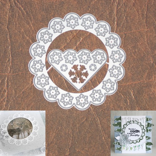 Snowflakes scallop circle - snowflakes, tag