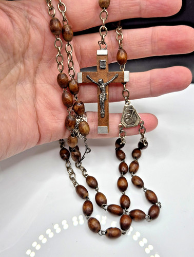 Vintage italy brown rosary - vintage,