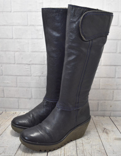 Womens fly london navy leather - navy,