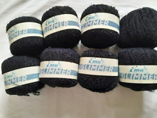 yarn 8 x50grm Black 'Glimmer' boucle texture by Emu 80s vintage inc 5 patts