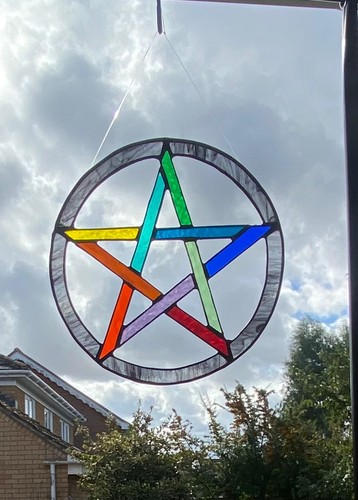 Stained glass pentangle - stained,
